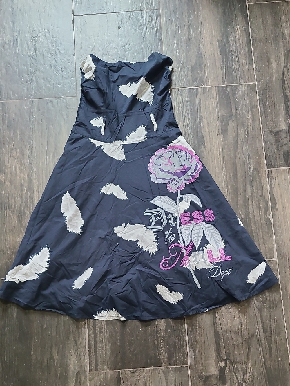 Women's Navy Floral-Print Midi Dress